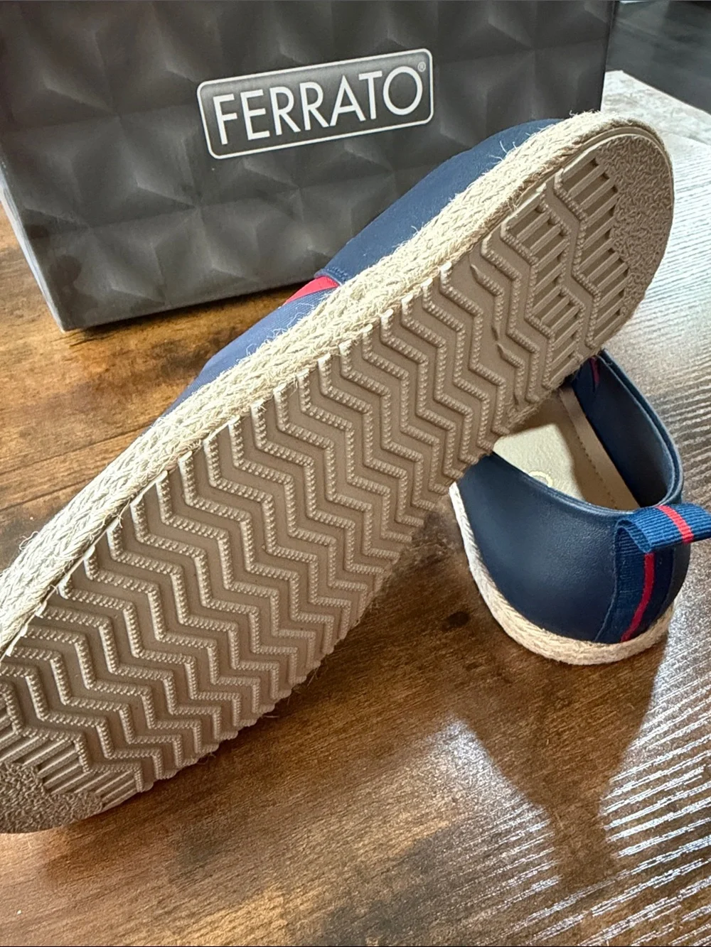Men's Navy Slip-On Espadrilles with Red Accent